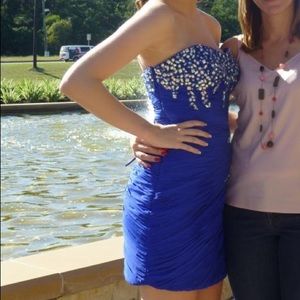 Blue strapless beaded homecoming dress - size 6